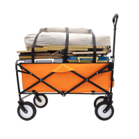 Versatile Collapsible Utility Wagon With All-Terrain Wheels For Camping Shopping Gardening Fishing Supports 225lbs Brown