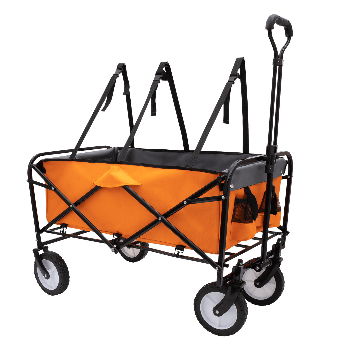 Versatile Collapsible Utility Wagon With All-Terrain Wheels For Camping Shopping Gardening Fishing Supports 225lbs Brown