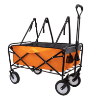 Versatile Collapsible Utility Wagon With All-Terrain Wheels For Camping Shopping Gardening Fishing Supports 225lbs Brown