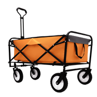 Versatile Collapsible Utility Wagon With All-Terrain Wheels For Camping Shopping Gardening Fishing Supports 225lbs Brown