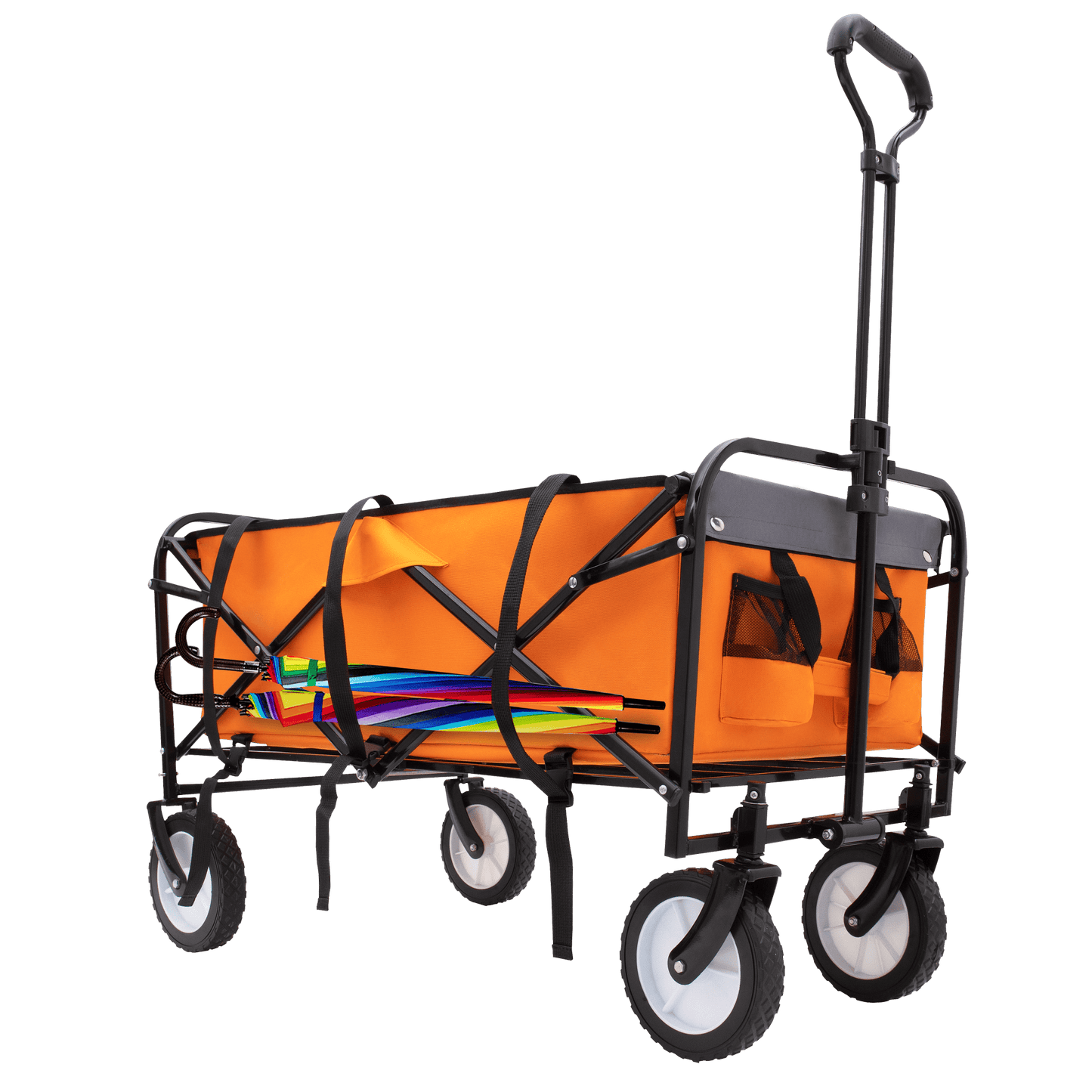 Versatile Collapsible Utility Wagon With All-Terrain Wheels For Camping Shopping Gardening Fishing Supports 225lbs Brown