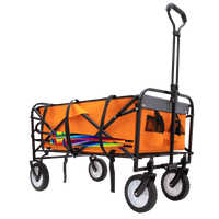 Versatile Collapsible Utility Wagon With All-Terrain Wheels For Camping Shopping Gardening Fishing Supports 225lbs Brown