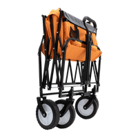 Versatile Collapsible Utility Wagon With All-Terrain Wheels For Camping Shopping Gardening Fishing Supports 225lbs Brown