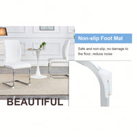 Elegant Black PU Dining Chairs With High Resilience And Arched Silver Metal Legs - Set Of 2