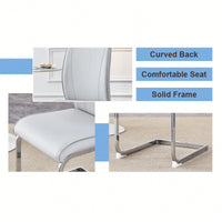 Elegant Black PU Dining Chairs With High Resilience And Arched Silver Metal Legs - Set Of 2