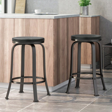 Set Of 2 Modern Counter Stools For Kitchen Island Or Bar Height Seating
