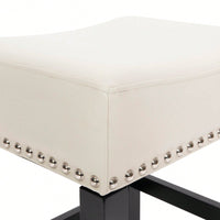 Set Of 2 26-Inch Backless Ivory Leather Counter Stools For Kitchen And Bar Seating