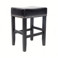 Set Of 2 26-Inch Backless Ivory Leather Counter Stools For Kitchen And Bar Seating