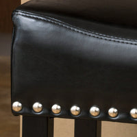 Set Of 2 26-Inch Backless Ivory Leather Counter Stools For Kitchen And Bar Seating