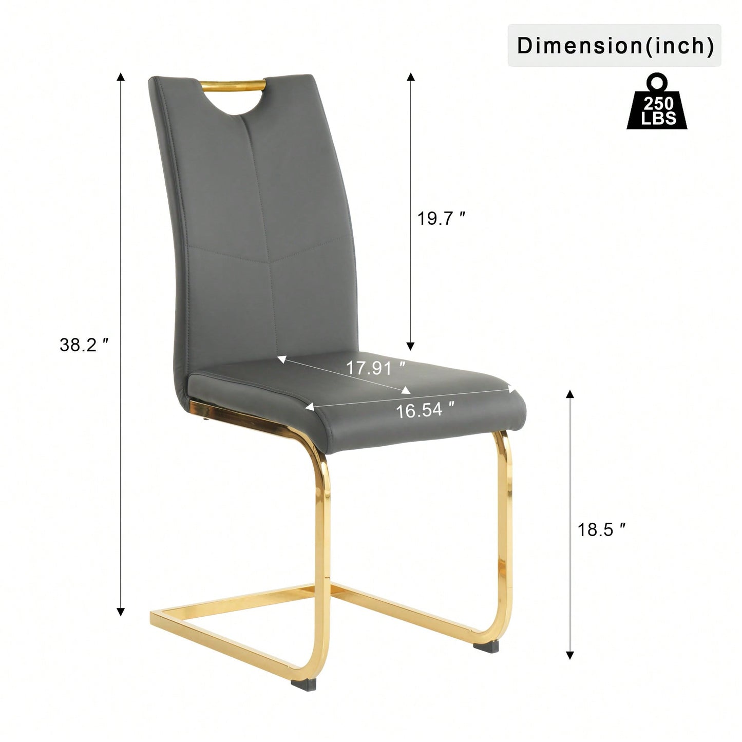 Elegant Charcoal Upholstered Dining Chair Set With Gold-Plated Metal Legs For Kitchen Living Room Bedroom