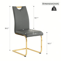 Elegant Charcoal Upholstered Dining Chair Set With Gold-Plated Metal Legs For Kitchen Living Room Bedroom
