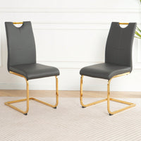Elegant Charcoal Upholstered Dining Chair Set With Gold-Plated Metal Legs For Kitchen Living Room Bedroom