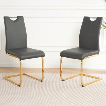 Elegant Charcoal Upholstered Dining Chair Set With Gold-Plated Metal Legs For Kitchen Living Room Bedroom