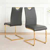 Elegant Charcoal Upholstered Dining Chair Set With Gold-Plated Metal Legs For Kitchen Living Room Bedroom