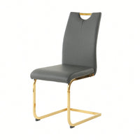 Elegant Charcoal Upholstered Dining Chair Set With Gold-Plated Metal Legs For Kitchen Living Room Bedroom
