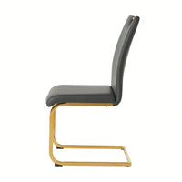 Elegant Charcoal Upholstered Dining Chair Set With Gold-Plated Metal Legs For Kitchen Living Room Bedroom