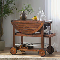 Elegant Mobile Bar Cart With Storage And Serving Tray For Home Entertaining