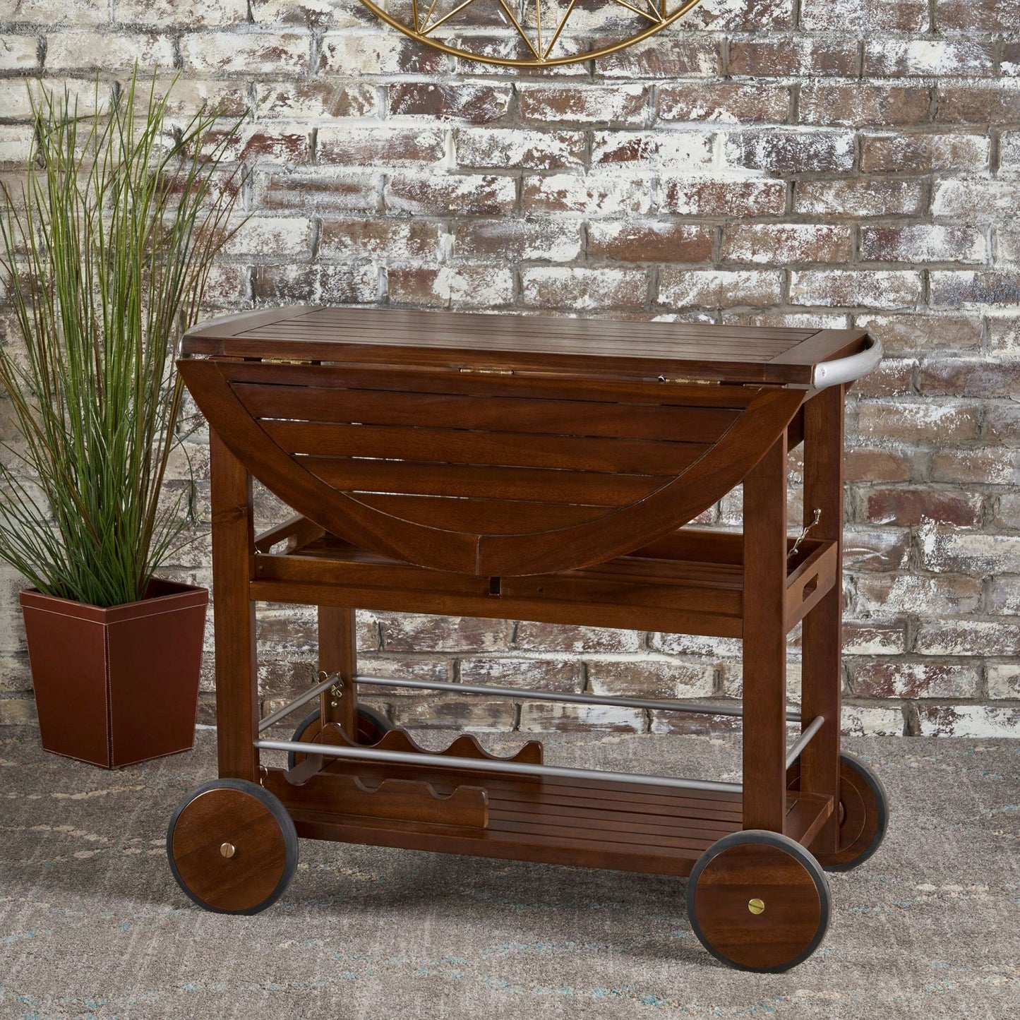 Elegant Mobile Bar Cart With Storage And Serving Tray For Home Entertaining