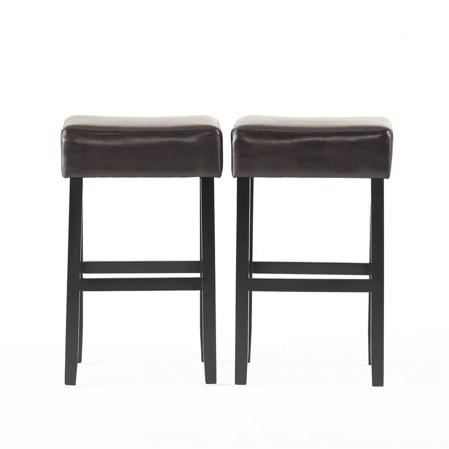 Set Of 2 Backless Leather Counter Height Barstools For Modern Kitchen And Dining Spaces