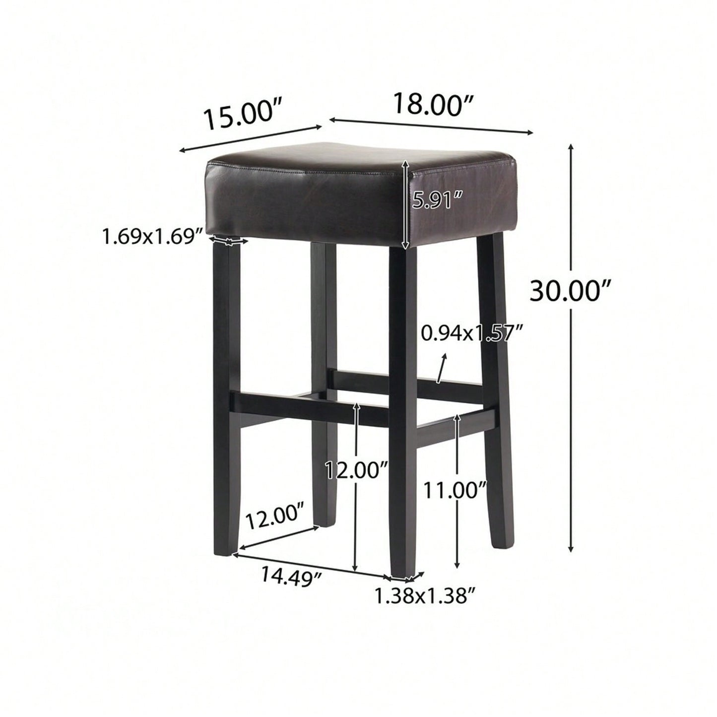 Set Of 2 Backless Leather Counter Height Barstools For Modern Kitchen And Dining Spaces