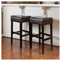 Set Of 2 Backless Leather Counter Height Barstools For Modern Kitchen And Dining Spaces