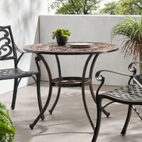 Shiny Copper Outdoor Round Cast Aluminum Dining Table For Stylish Patio Gatherings