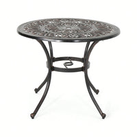 Shiny Copper Outdoor Round Cast Aluminum Dining Table For Stylish Patio Gatherings