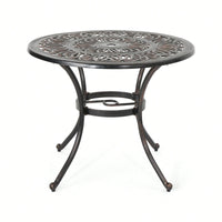 Shiny Copper Outdoor Round Cast Aluminum Dining Table For Stylish Patio Gatherings