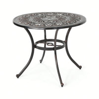 Shiny Copper Outdoor Round Cast Aluminum Dining Table For Stylish Patio Gatherings