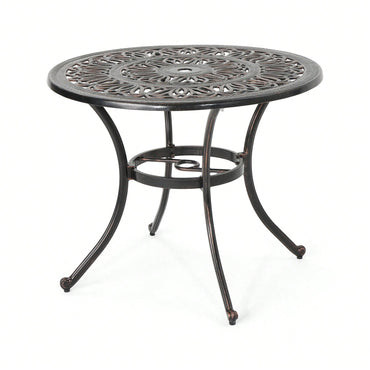 Shiny Copper Outdoor Round Cast Aluminum Dining Table For Stylish Patio Gatherings