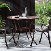 Shiny Copper Outdoor Round Cast Aluminum Dining Table For Stylish Patio Gatherings