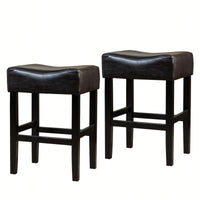 Set Of 2 Backless 26 Inch Counter Stools In Brown For Kitchen Or Bar Seating