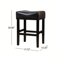 Set Of 2 Backless 26 Inch Counter Stools In Brown For Kitchen Or Bar Seating