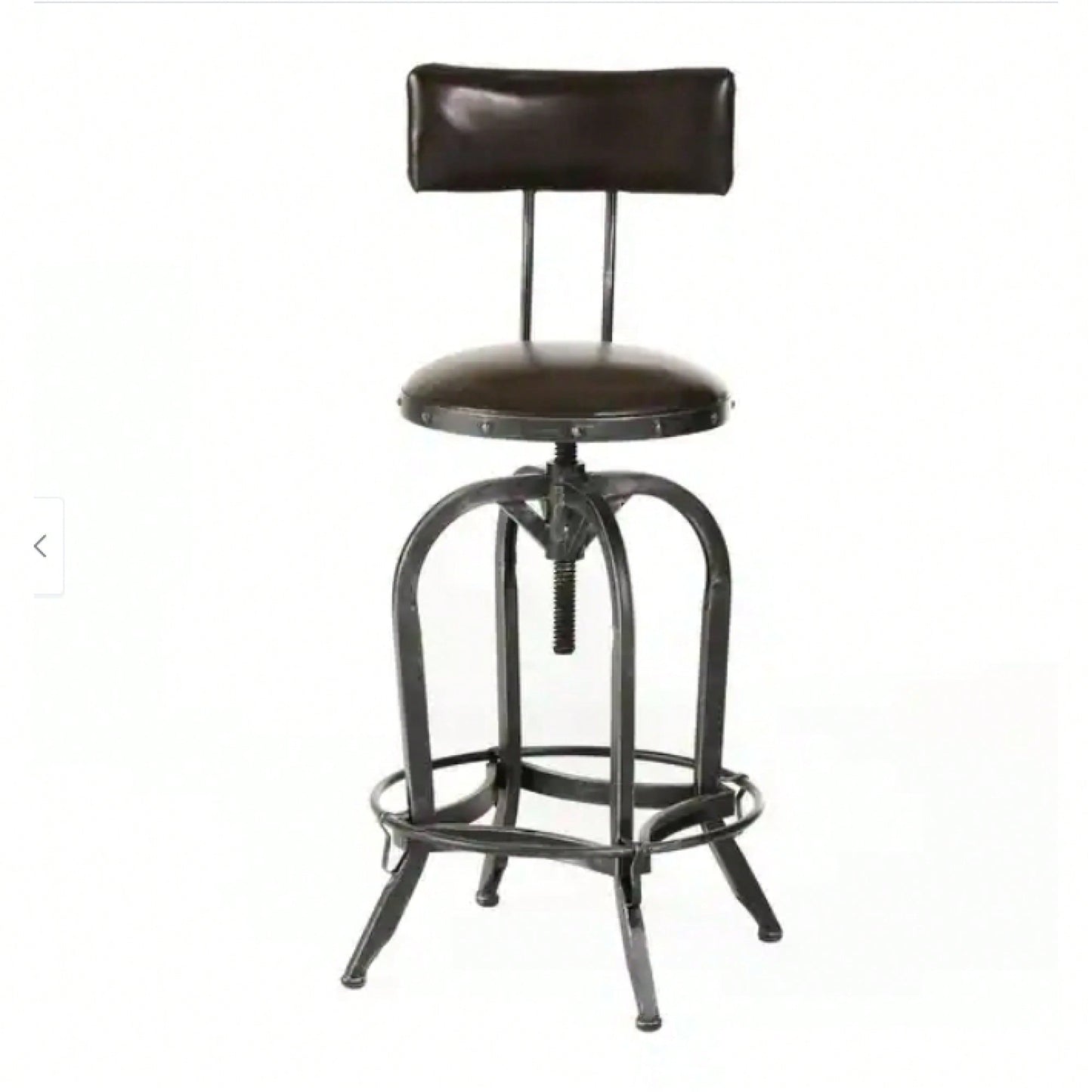 Upholstered Adjustable Height Swivel Barstool For Kitchen Or Home Bar Seating