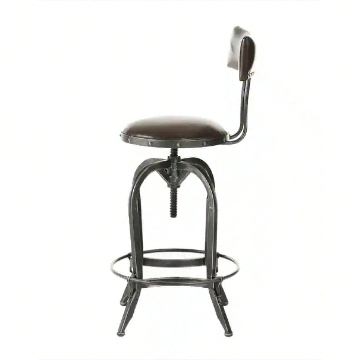 Upholstered Adjustable Height Swivel Barstool For Kitchen Or Home Bar Seating