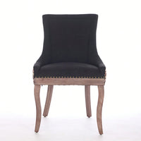 Leopard Print Thickened Fabric Dining Chairs With Solid Wood Legs And Bronze Nail Head - Set Of 2