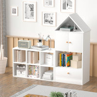 House-Shaped Kids Bookshelf And Organizer With Adjustable Design For Playroom Or Bedroom Easy Assembly And Safe For Children