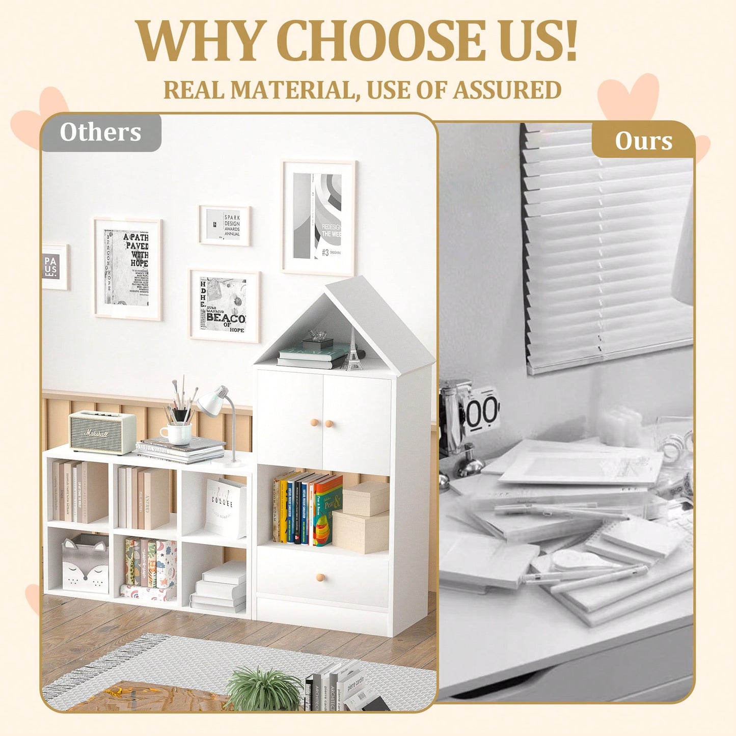 House-Shaped Kids Bookshelf And Organizer With Adjustable Design For Playroom Or Bedroom Easy Assembly And Safe For Children