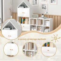 House-Shaped Kids Bookshelf And Organizer With Adjustable Design For Playroom Or Bedroom Easy Assembly And Safe For Children