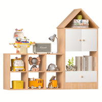 House-Shaped Kids Bookshelf And Organizer With Adjustable Design For Playroom Or Bedroom Easy Assembly And Safe For Children