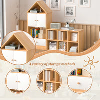 House-Shaped Kids Bookshelf And Organizer With Adjustable Design For Playroom Or Bedroom Easy Assembly And Safe For Children