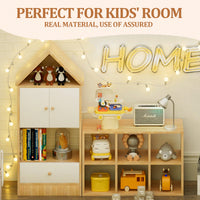 House-Shaped Kids Bookshelf And Organizer With Adjustable Design For Playroom Or Bedroom Easy Assembly And Safe For Children