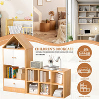 House-Shaped Kids Bookshelf And Organizer With Adjustable Design For Playroom Or Bedroom Easy Assembly And Safe For Children