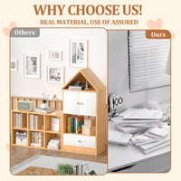 House-Shaped Kids Bookshelf And Organizer With Adjustable Design For Playroom Or Bedroom Easy Assembly And Safe For Children