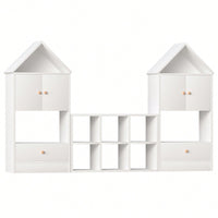 House-Shaped Kids Bookshelf Multi-Functional Storage Adjustable Durable Organizer for Playroom or Bedroom Easy to Assemble Safe for Children