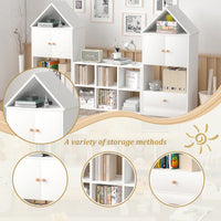 House-Shaped Kids Bookshelf Multi-Functional Storage Adjustable Durable Organizer for Playroom or Bedroom Easy to Assemble Safe for Children