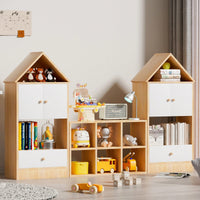 House-Shaped Kids Bookshelf Multi-Functional Storage Adjustable Durable Organizer for Playroom or Bedroom Easy to Assemble Safe for Children