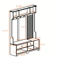 Versatile Hallway Storage Solution With Cushioned Bench, Coat Rack, Shelves, And DIY Pegboard For Entryway And Living Room, White