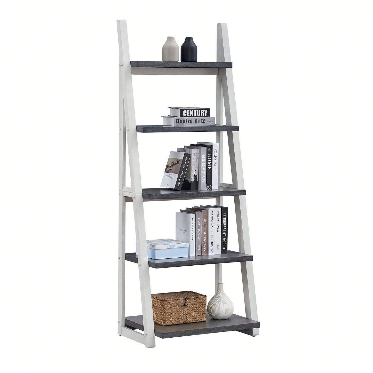 5-Tier Ladder Shelf Storage Rack For Living Room Home Office Kitchen Bedroom Apartment