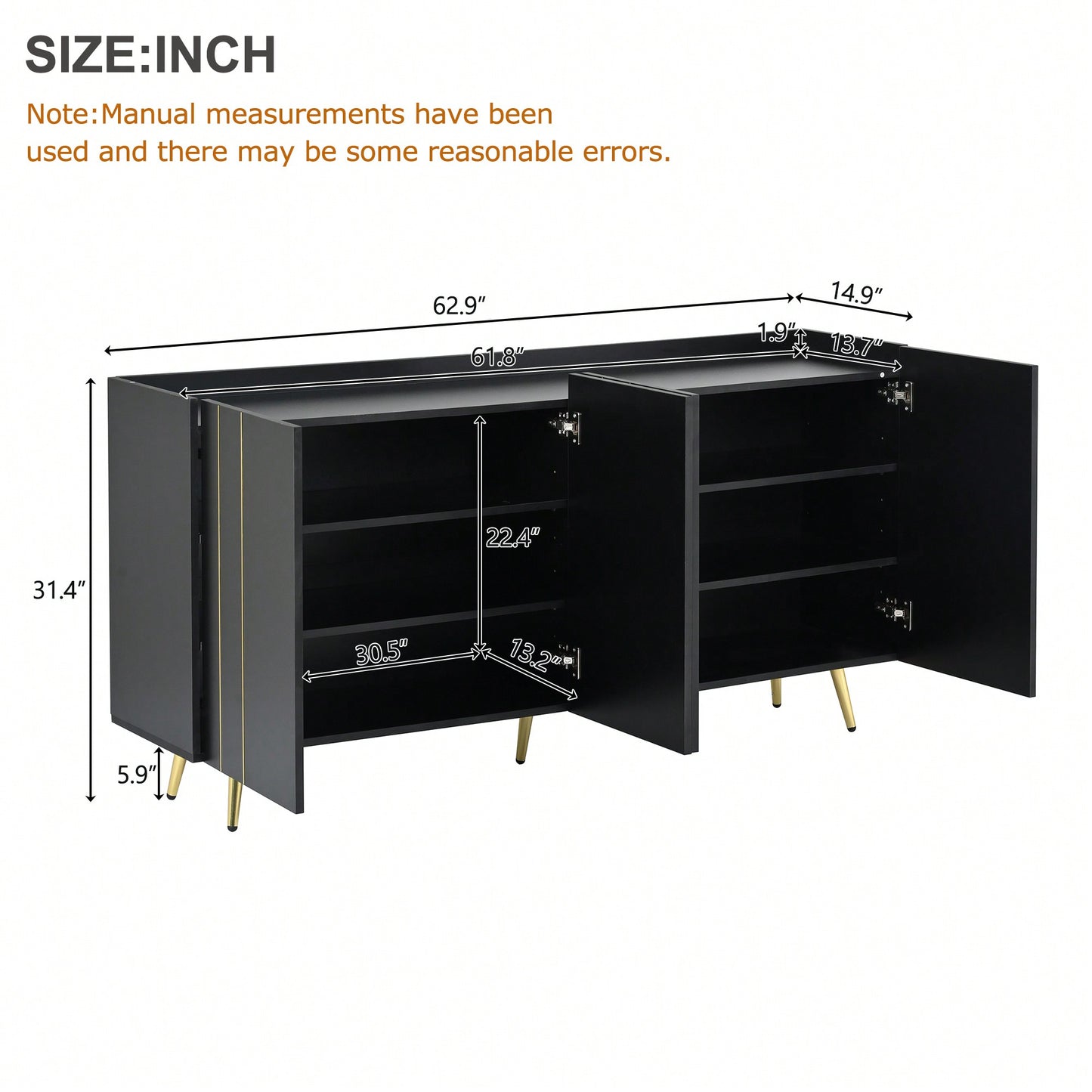 Luxurious White Shoe Cabinet and Modern TV Stand for TVs Up to 70 Inches Minimalist Sideboard with Adjustable Shelves and Gold Line Doors